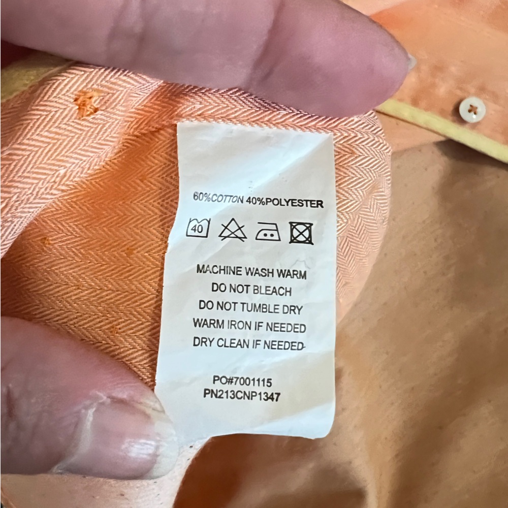 Original Penguin Textured Orange Button-Down Shirt Men’s Size 16.5 / 34–35 or L - Picture 8 of 10